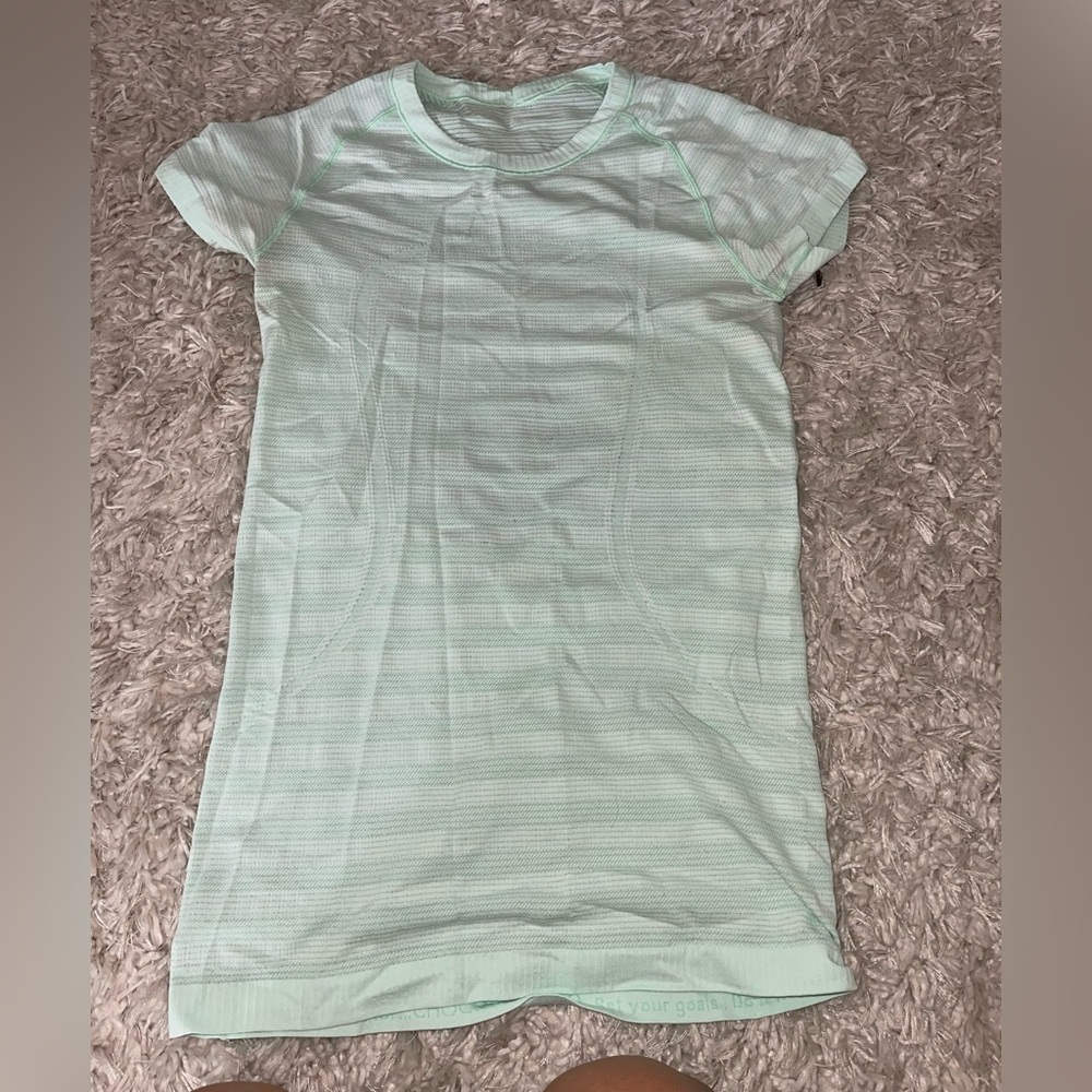 Green striped lululemon shirt size 4